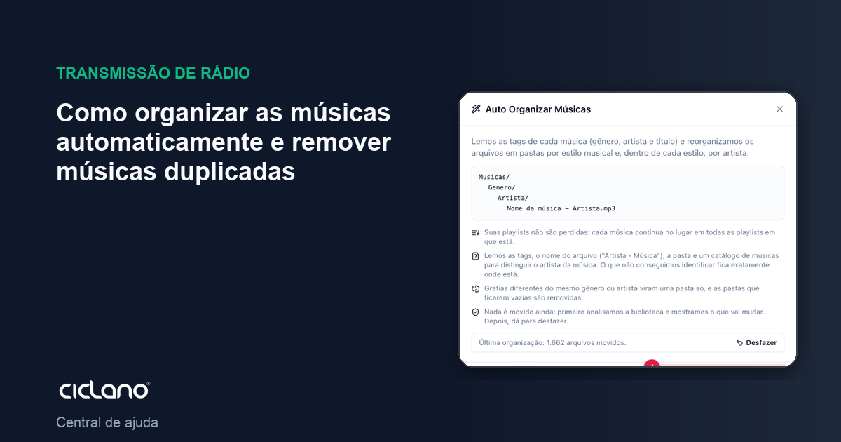 Como organizar as músicas automaticamente e remover músicas duplicadas