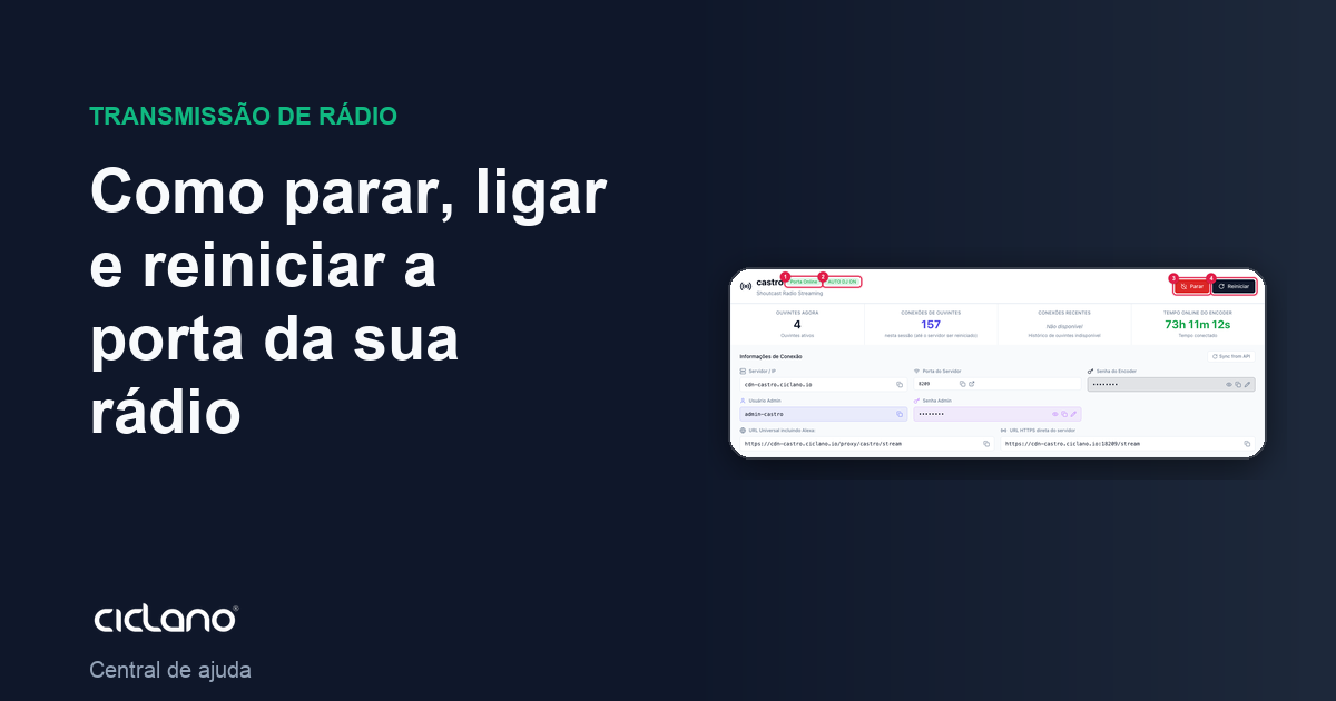 Como parar, ligar e reiniciar a porta da sua rádio