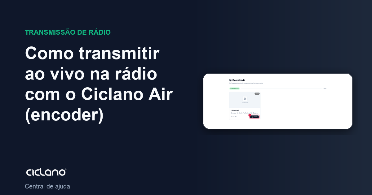 Como transmitir ao vivo na rádio com o Ciclano Air (encoder)