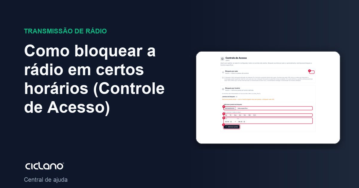 Como bloquear a rádio em certos horários (Controle de Acesso)