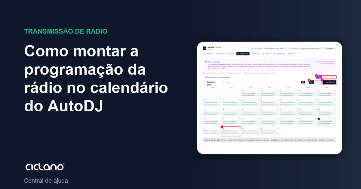 Como montar a programação da rádio no calendário do AutoDJ