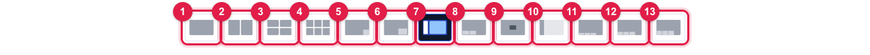 A régua de layouts abaixo do canvas