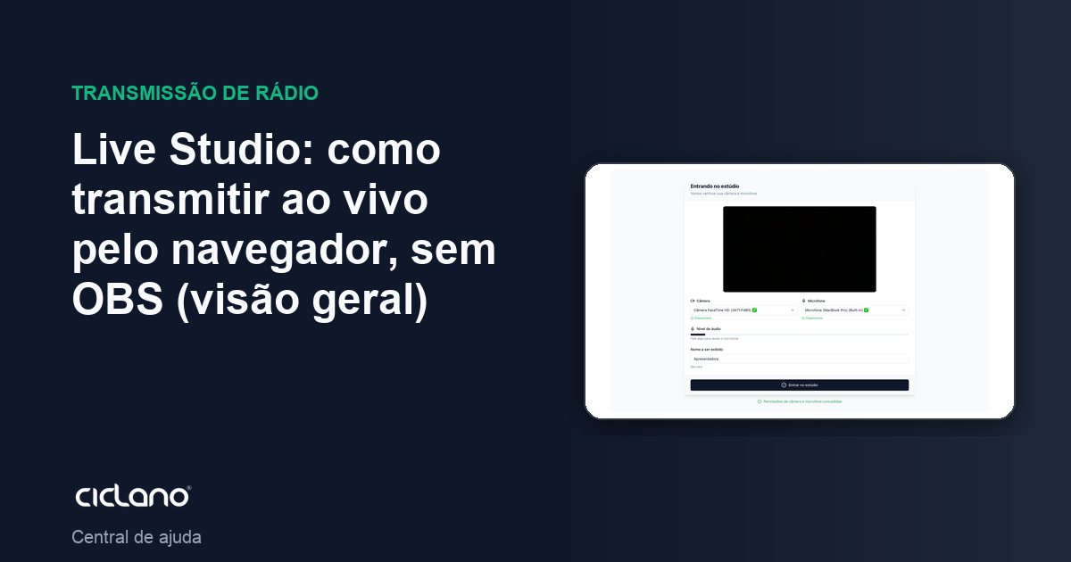 Live Studio: como transmitir ao vivo pelo navegador, sem OBS (visão geral)